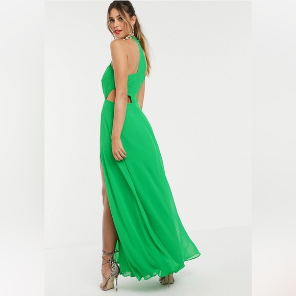 Green ASOS brand dress with neck opening new with tags - Picture 3 of 6